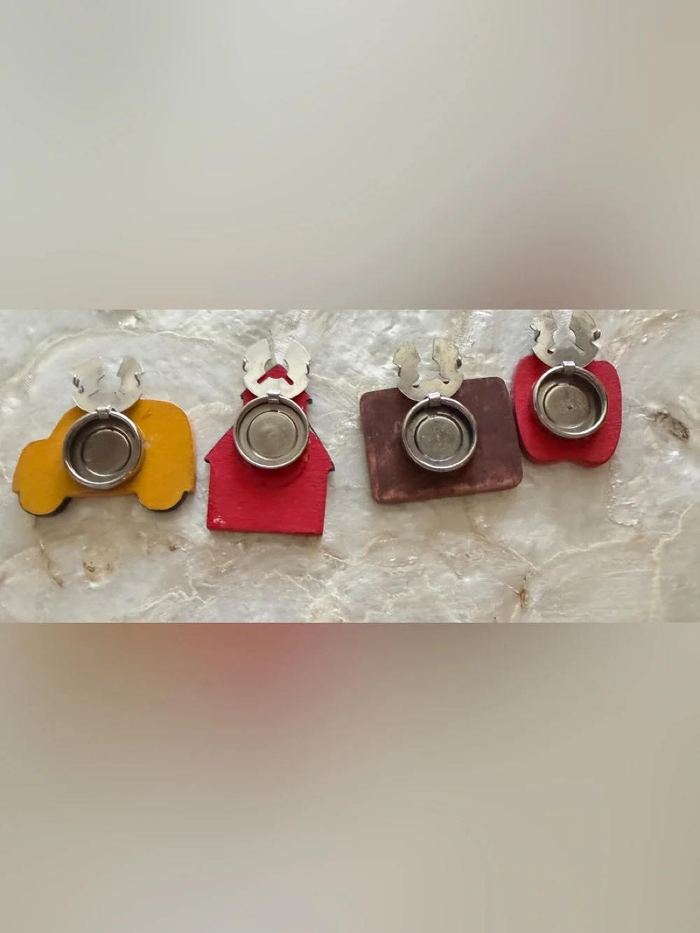 Vintage Teacher Button Covers Set 4 Wood School Bus Apple Back to School